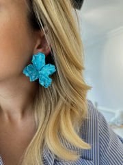 Marka Model Çiçek Küpe(Mavi)