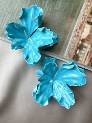 Marka Model Çiçek Küpe(Mavi)