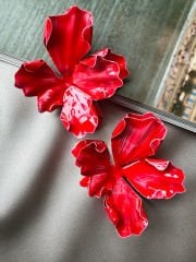 Marka Model Çiçek Küpe(Kırmızı)