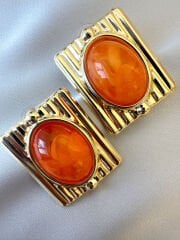 Dikdörtgen Plaka Küpe(Turuncu)