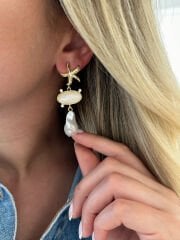 Barok İncili Deniz Yıldızı Küpe