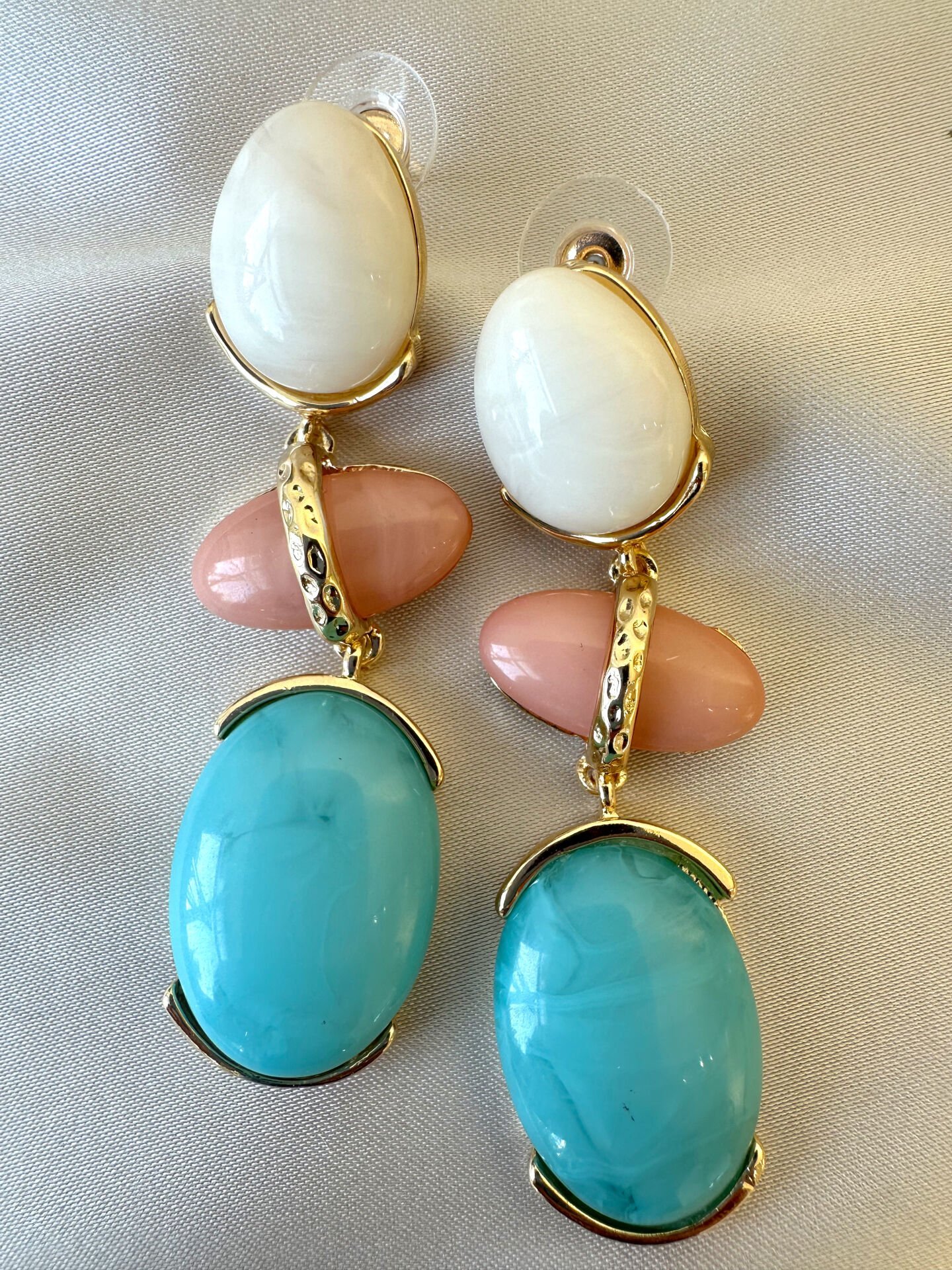 3 Taşlı Küpe(Mavi)