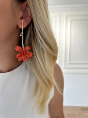 Marka Model Turuncu Çiçek Küpe