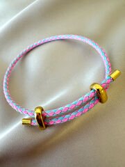 Çelik Ayarlanabilir İp Örgü Bileklik(Pembe)