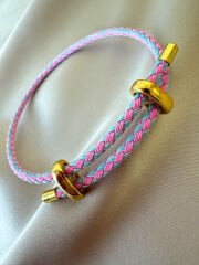 Çelik Ayarlanabilir İp Örgü Bileklik(Pembe)
