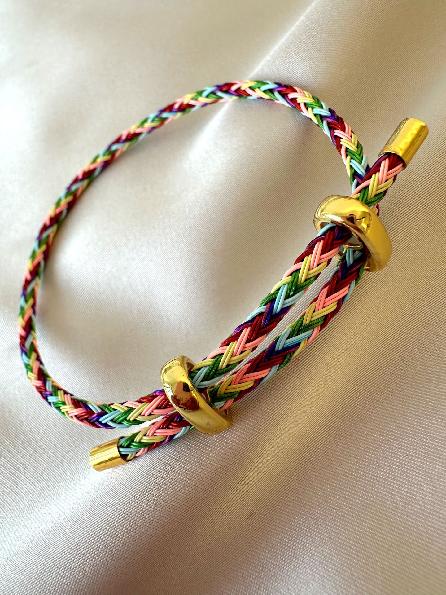 Çelik Ayarlanabilir İp Örgü Bileklik(Renkli)