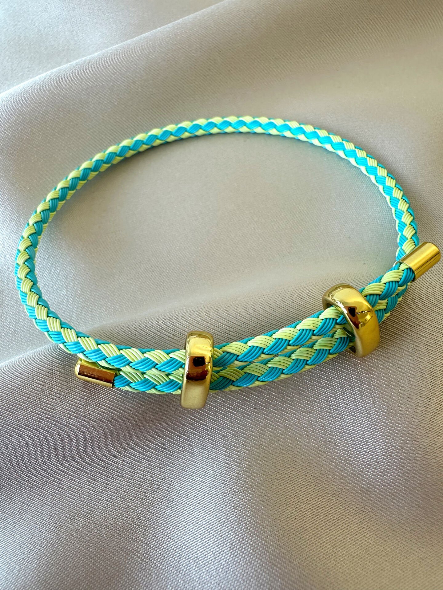 Çelik Ayarlanabilir İp Örgü Bileklik(Yeşil)