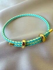Çelik Ayarlanabilir İp Örgü Bileklik(Yeşil)