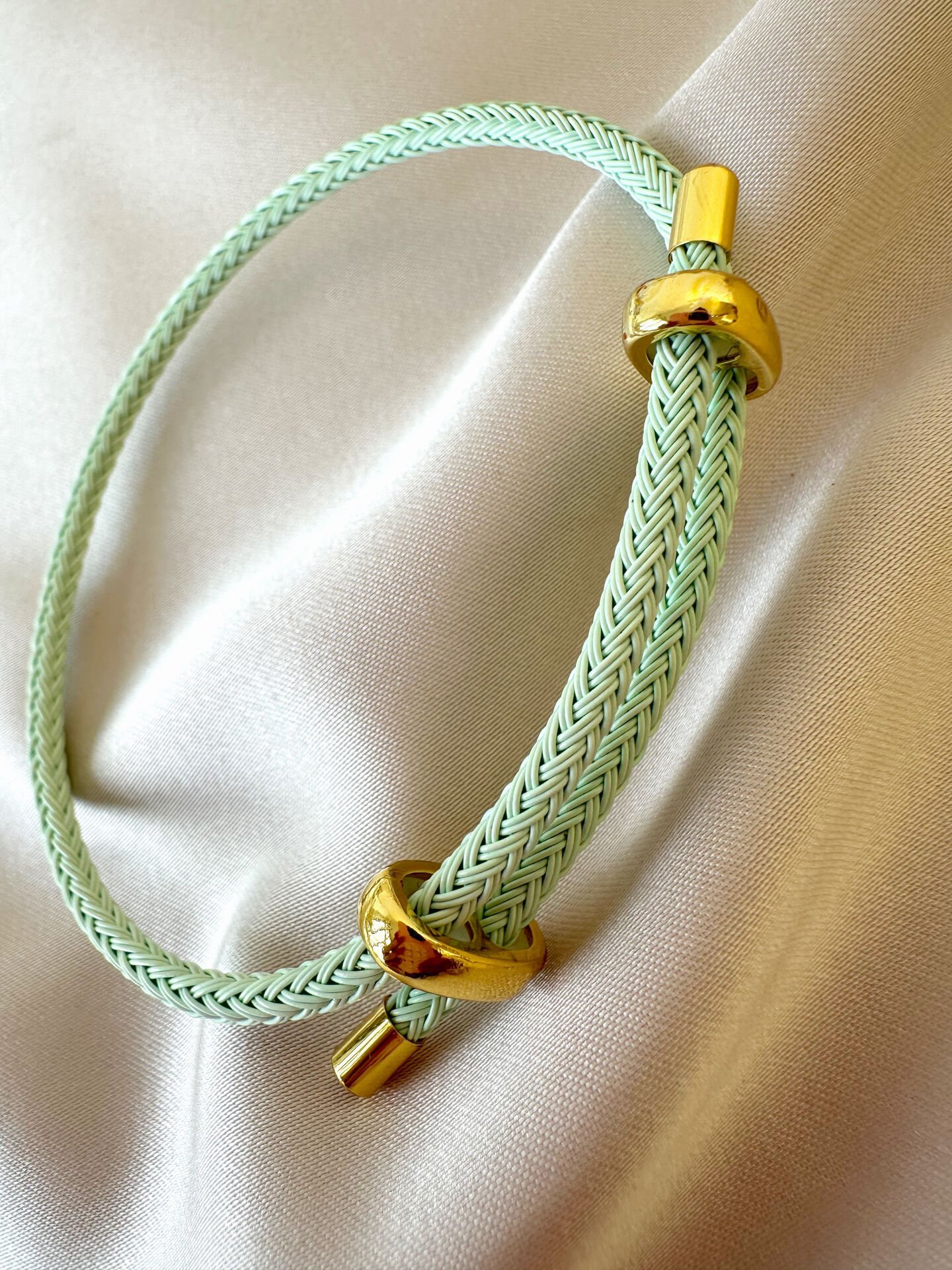 Çelik Ayarlanabilir İp Örgü Bileklik(Su Yeşili)