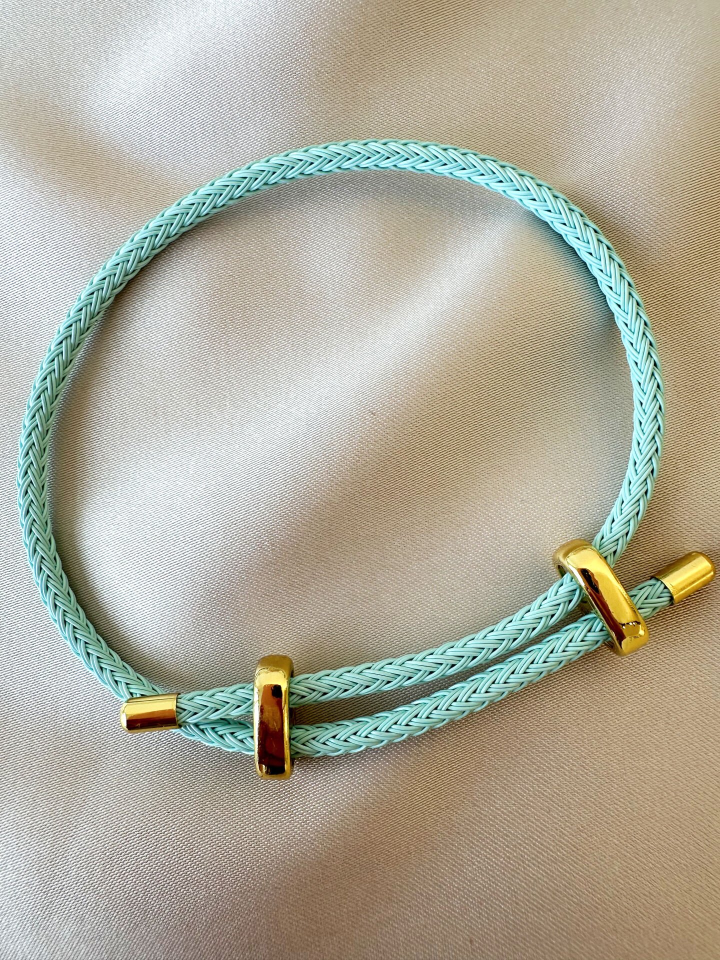 Çelik Ayarlanabilir İp Örgü Bileklik(Buz Mavisi)