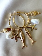 Deniz Yıldızı Charmlı Halka Küpe