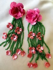 Marka Model Pembe Çiçek Sallantılı Küpe