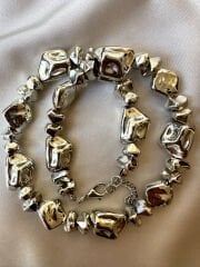 Silver Asimetrik Detay Vintage Kolye