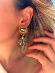 Marka Model Ayçiçeği Taşlı Küpe