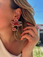 Marka Model Epoksi Çiçek Küpe