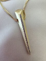 14 K Altın Kaplama Sivri Uç Kolye