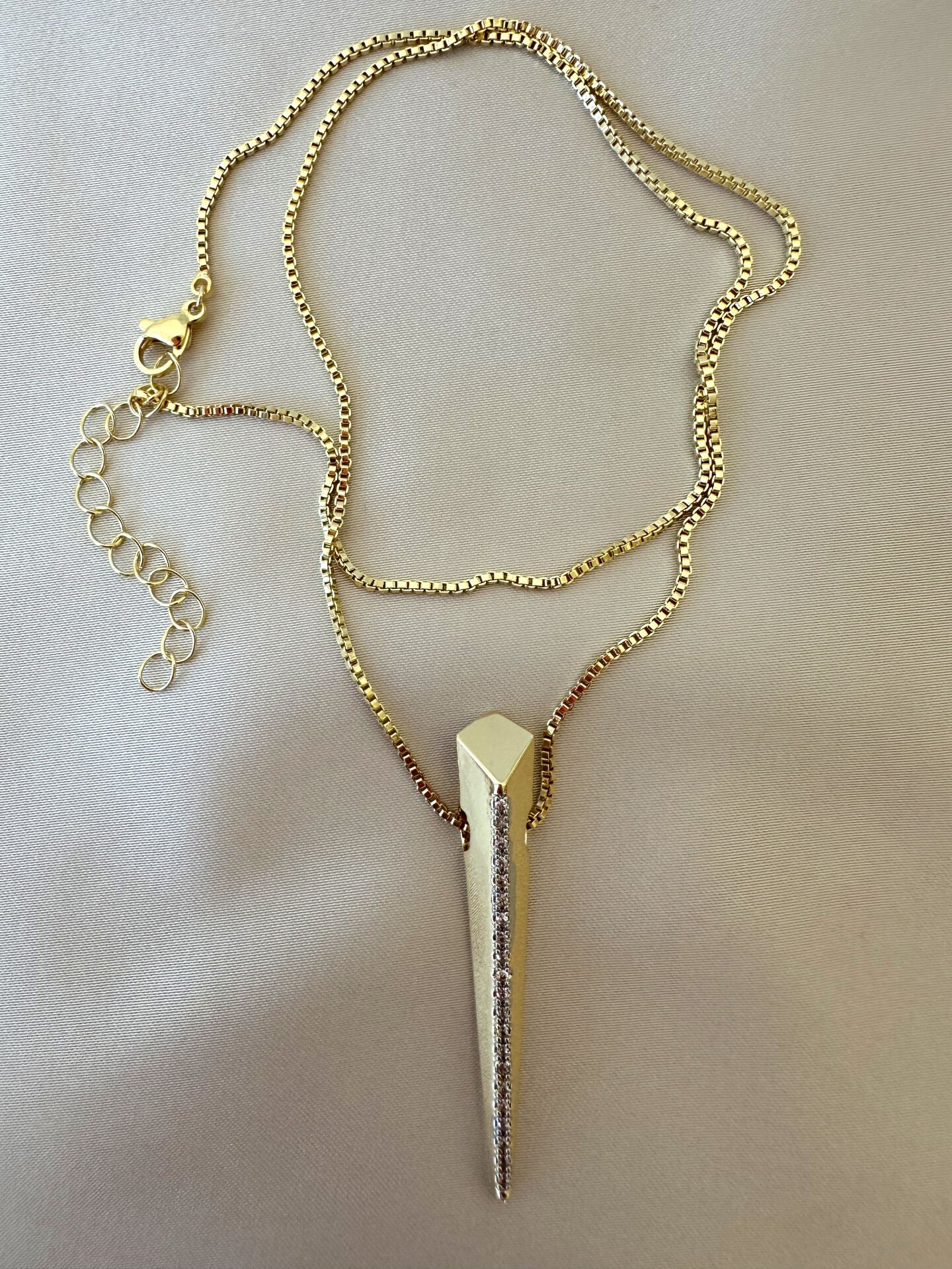 14 K Altın Kaplama Sivri Uç Kolye