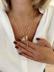 14 K Altın Kaplama Sivri Uç Kolye