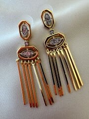 14 K Altın Kaplama Sallantılı Küpe