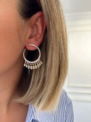 14 K Altın Kaplama Daire Taşlı Küpe