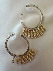 14 K Altın Kaplama Daire Taşlı Küpe