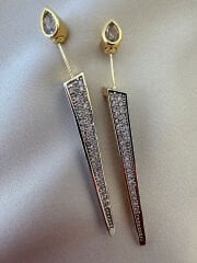 14 K Altın Kaplama Sivri Uç Küpe