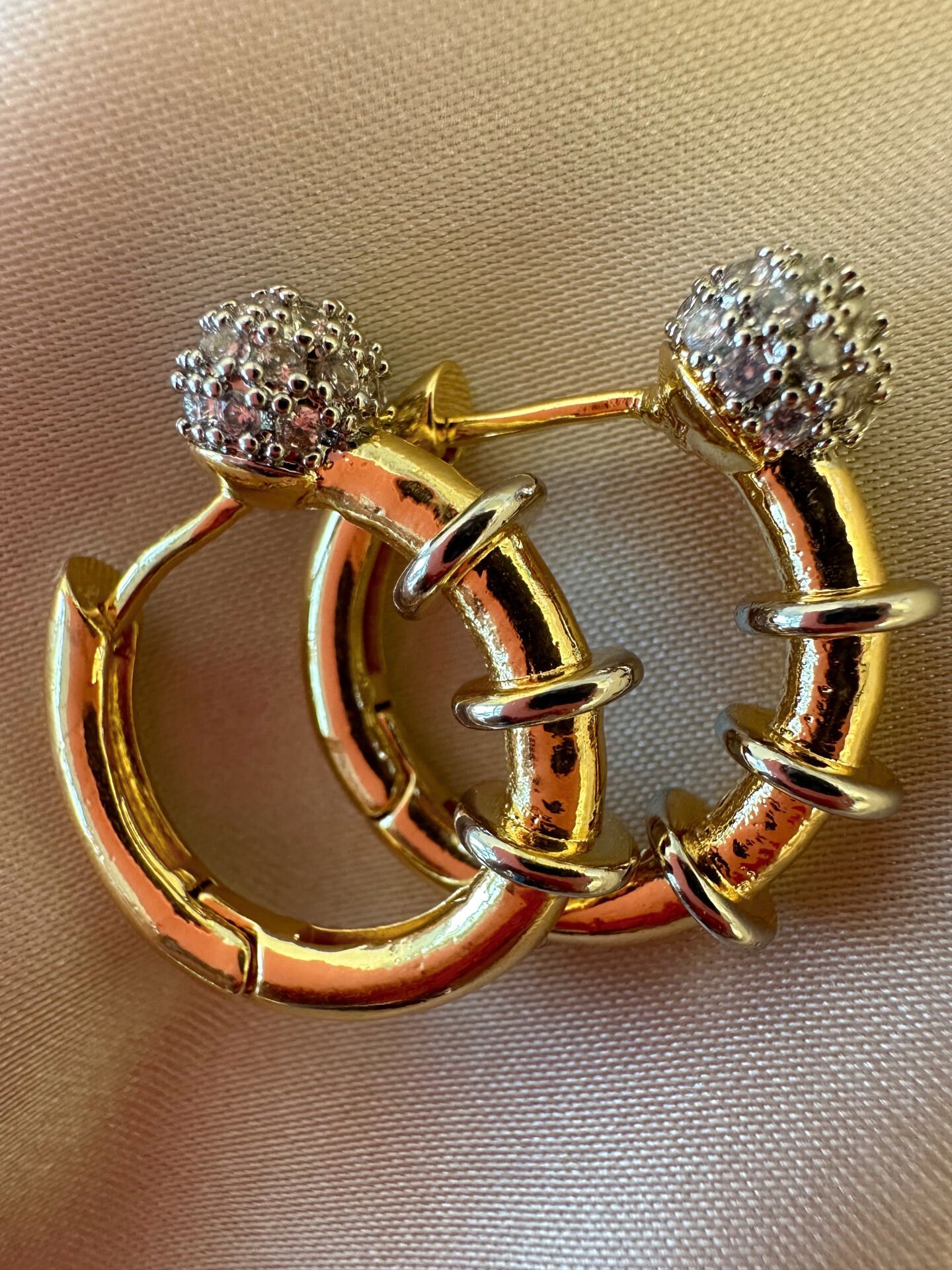 14 K Altın Kaplama Halka Detay Küpe