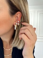 14 K Altın Kaplama Halka Detay Küpe