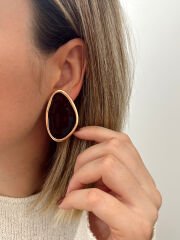 Marka Plaka Küpe(Siyah)