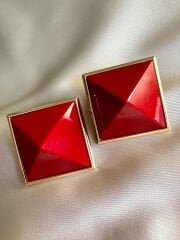 Marka Geometrik Küpe(Kırmızı)