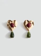 Marka Model Taşlı Kalp Küpe