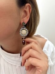 Marka Model Renkli Taşlı Küpe