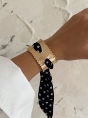 Fularlı Bileklik(Siyah Puantiye)