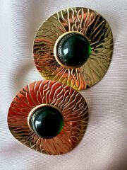 Ezme Plaka Yeşil Taşlı Küpe