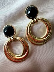 Marka Model Siyah Mineli Daire Küpe