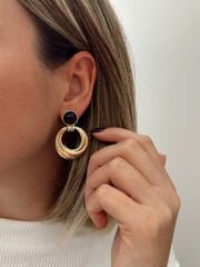 Marka Model Siyah Mineli Daire Küpe