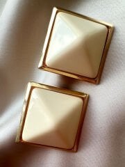 Marka Model Geometrik Küpe(Ekru)