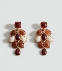 Marka Model Kahverengi Taşlı Küpe