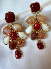 Marka Model Kahverengi Taşlı Küpe