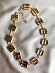 Altın Kaplama Kare Plaka Kolye(Gold)