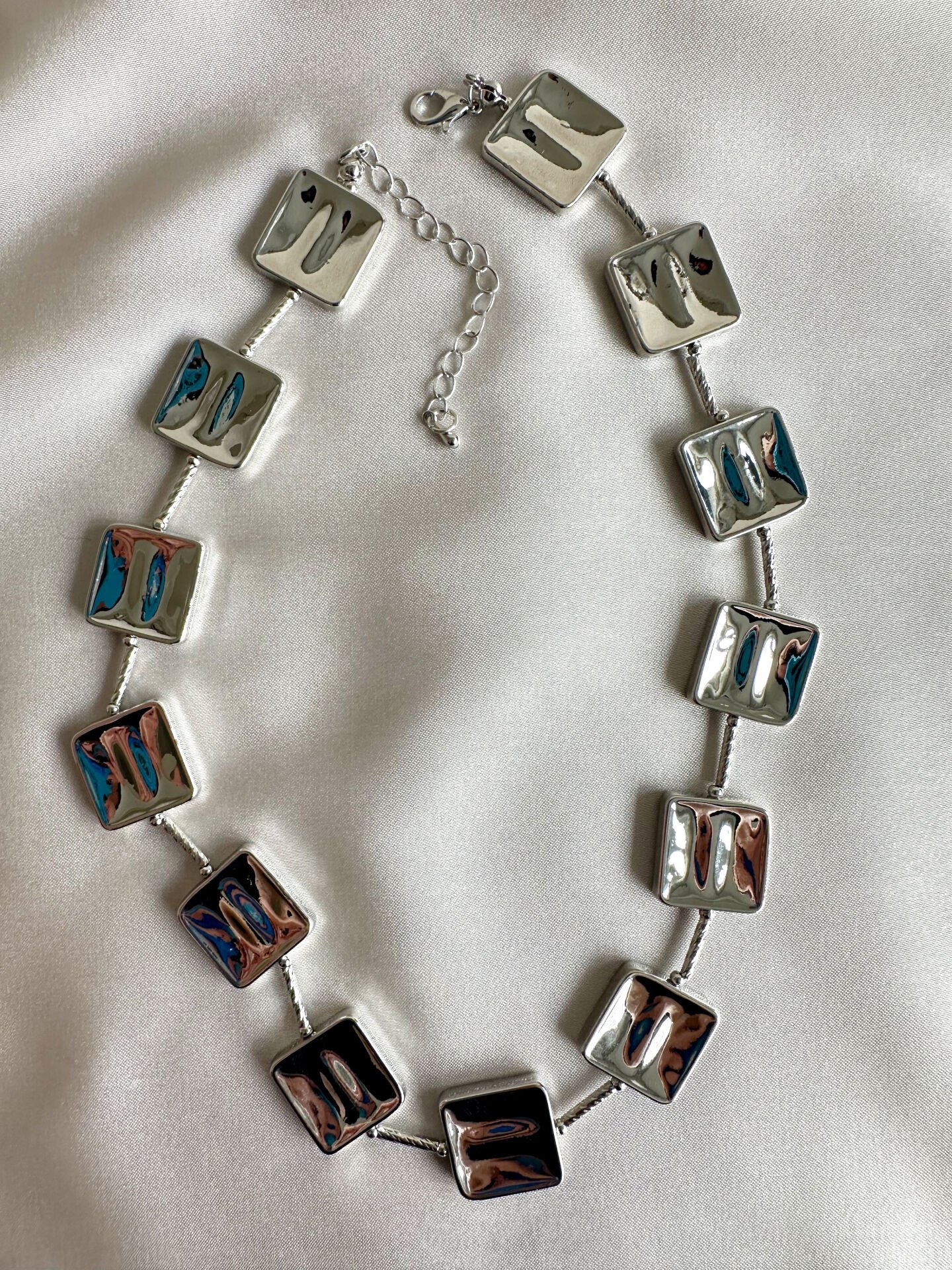 Altın Kaplama Kare Plaka Kolye(Silver)