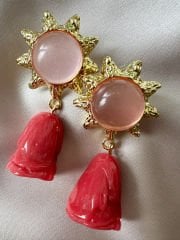 Marka Model Pembe Mineli Gül Küpe