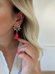 Marka Model Pembe Mineli Gül Küpe