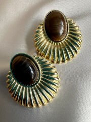 Kahverengi Vintage Küpe