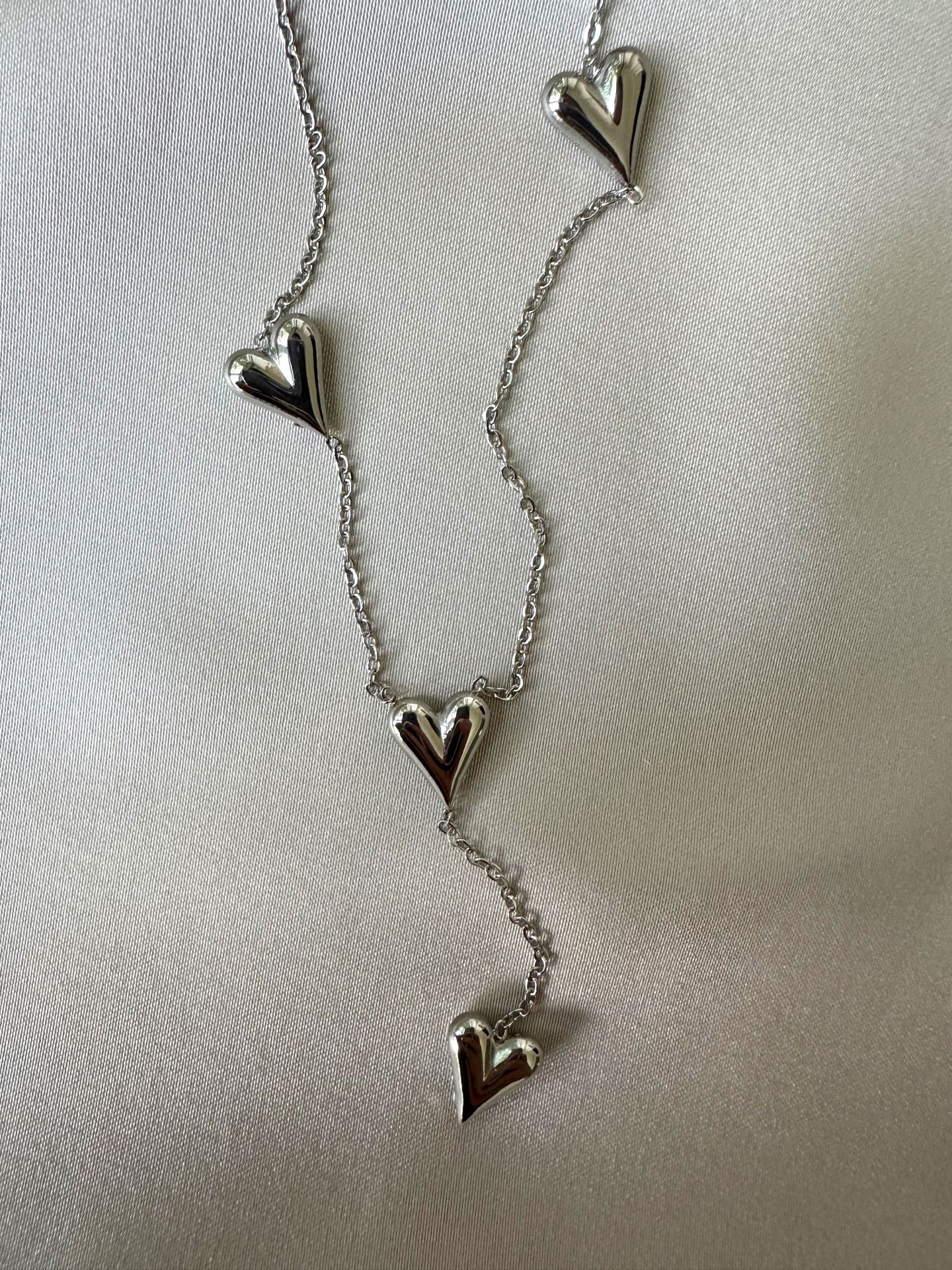 Çelik Sıralı Kalp Kolye(Silver)