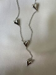 Çelik Sıralı Kalp Kolye(Silver)