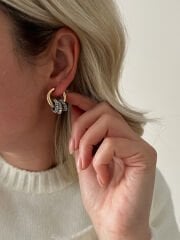 Marka Model Taşlı Halka Küpe