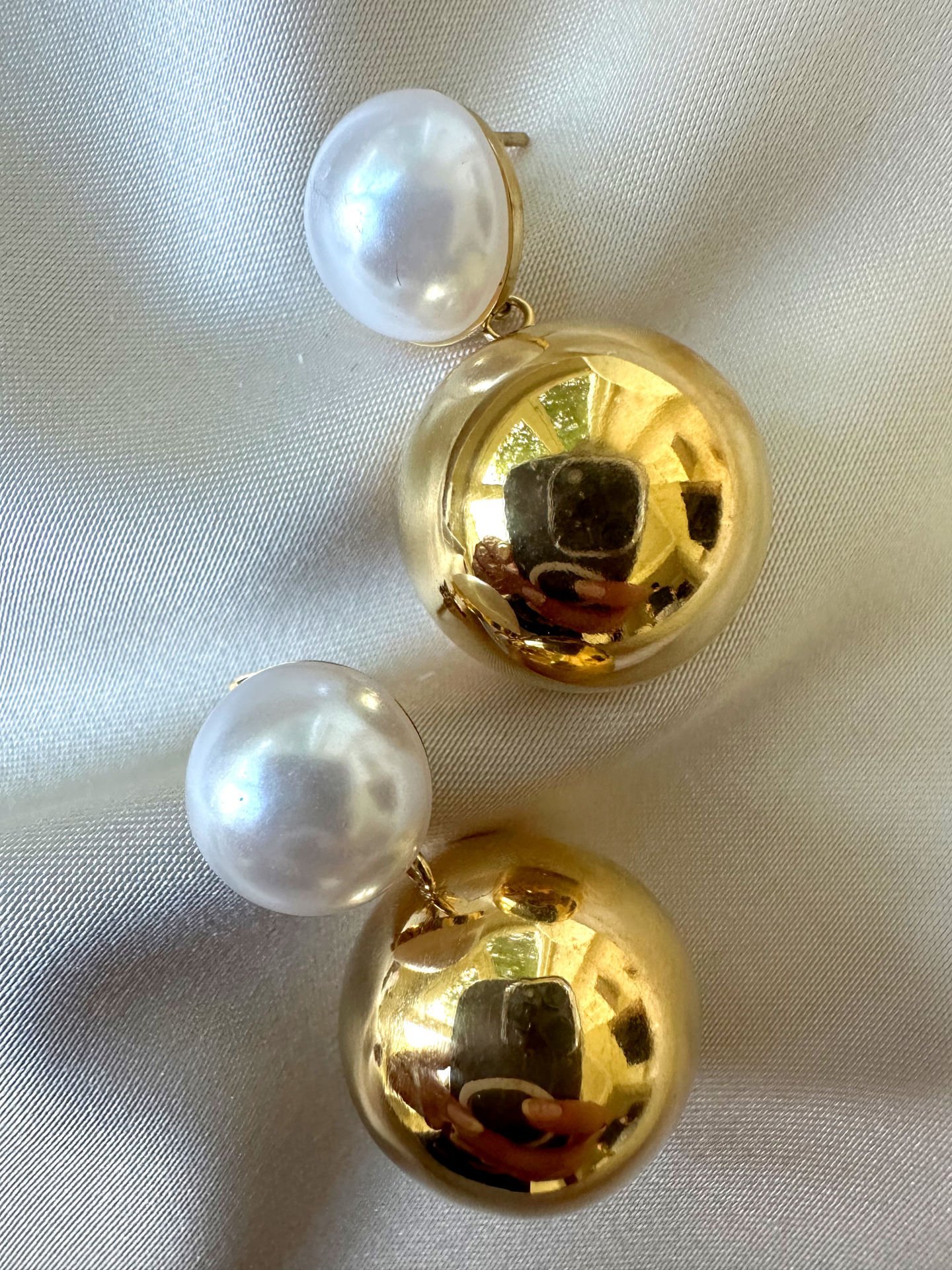 Çelik İncili Küpe(Gold)