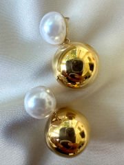 Çelik İncili Küpe(Gold)