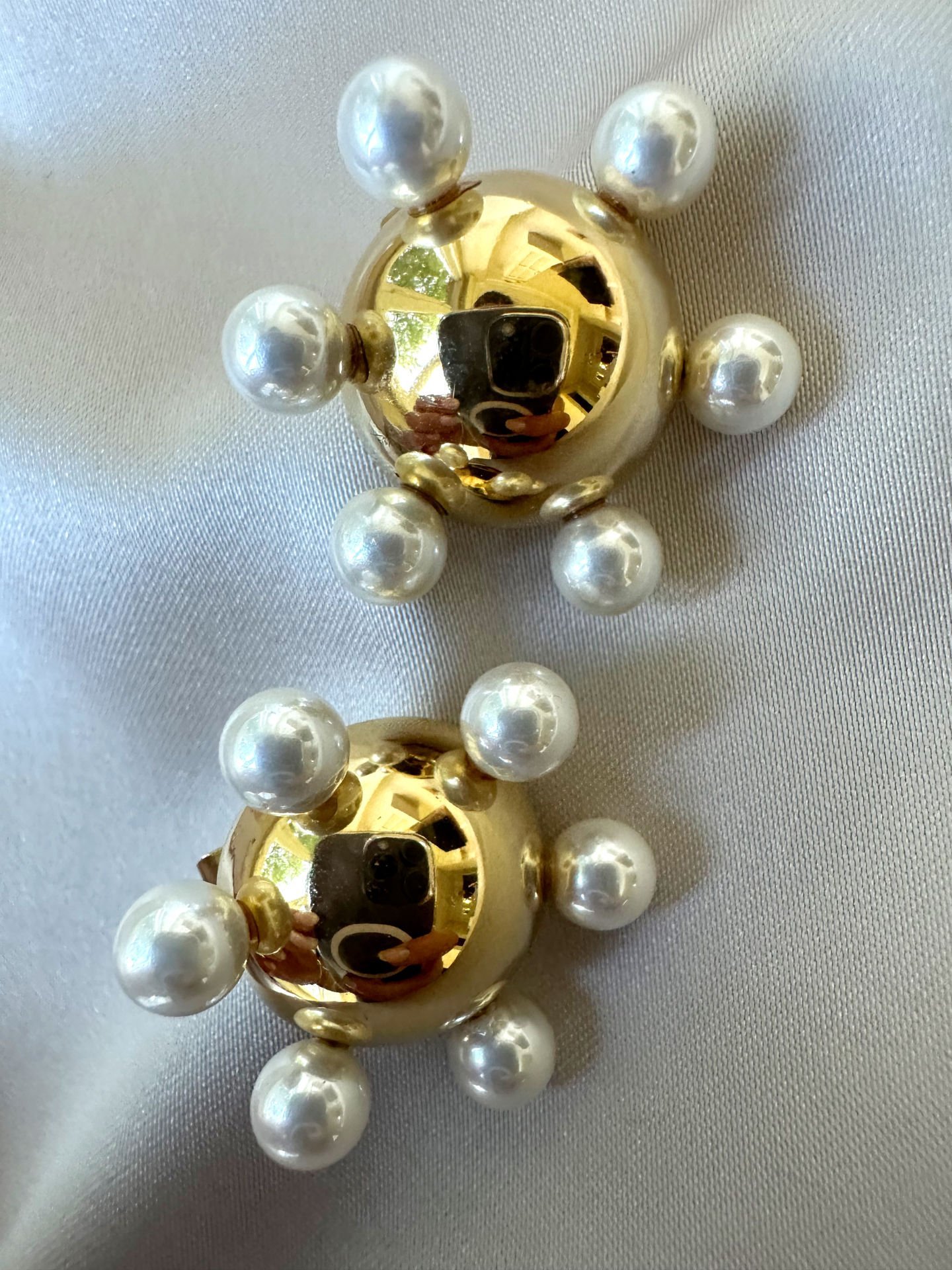 Çelik Sıralı İnci Küpe(Gold)